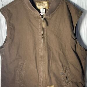 CE Schmidt Vest Mens 2XL Regular Brown Sleeveless Jacket Sherpa Lined Canvas